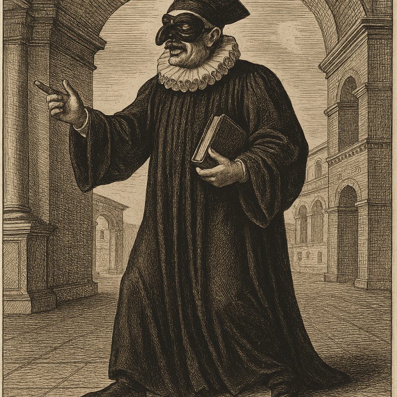 A historically accurate illustration of Dottor Balanzone a character from the Commedia dell Arte H